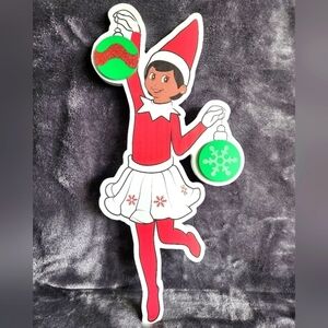 New large Elf on the shelf dark face girl wall picture Christmas decor cut out